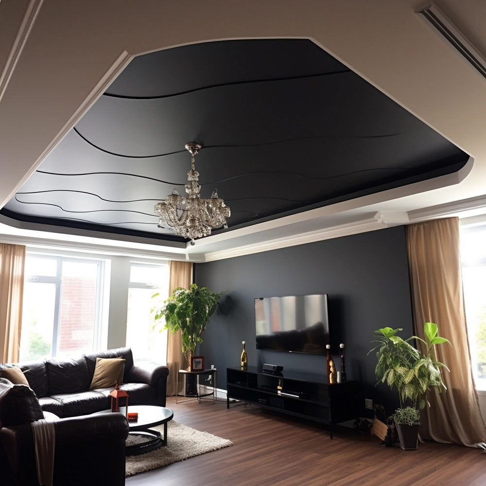 Черно-белый матовый потолок