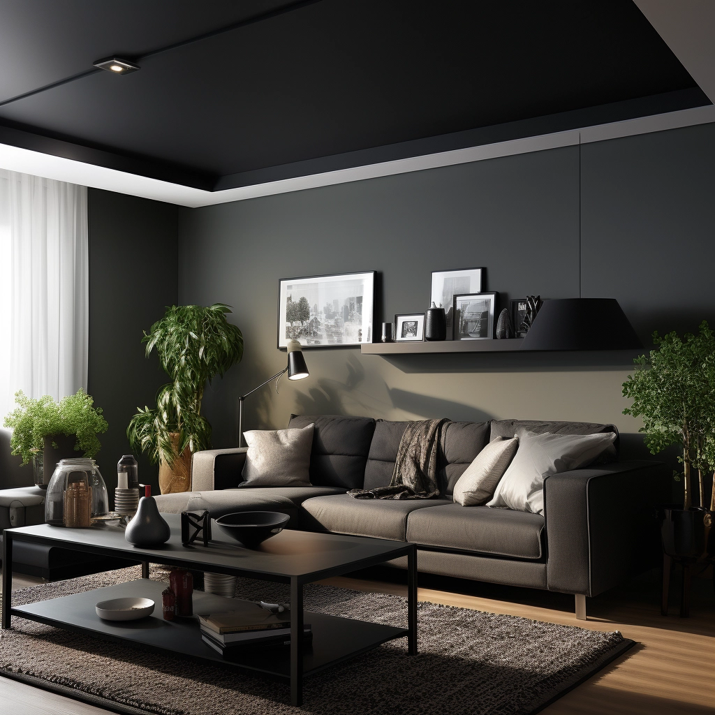 Черный матовый потолок