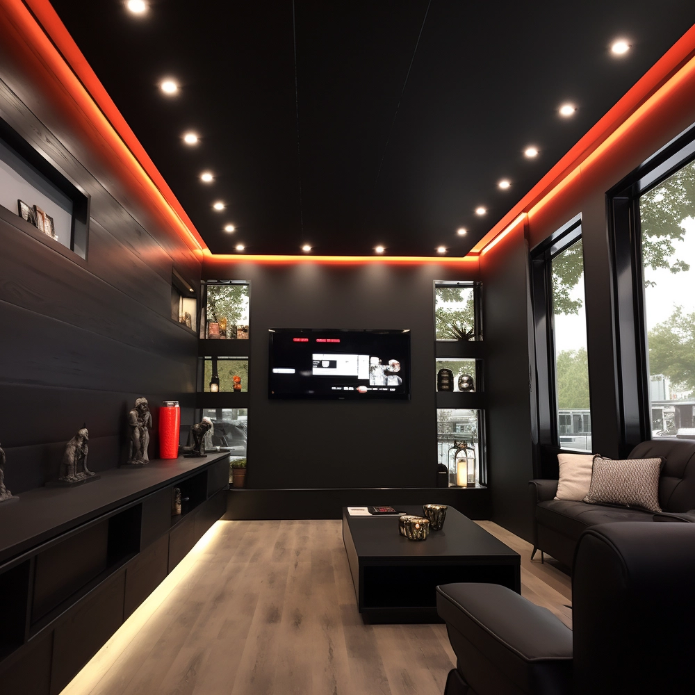 Черный парящий потолок