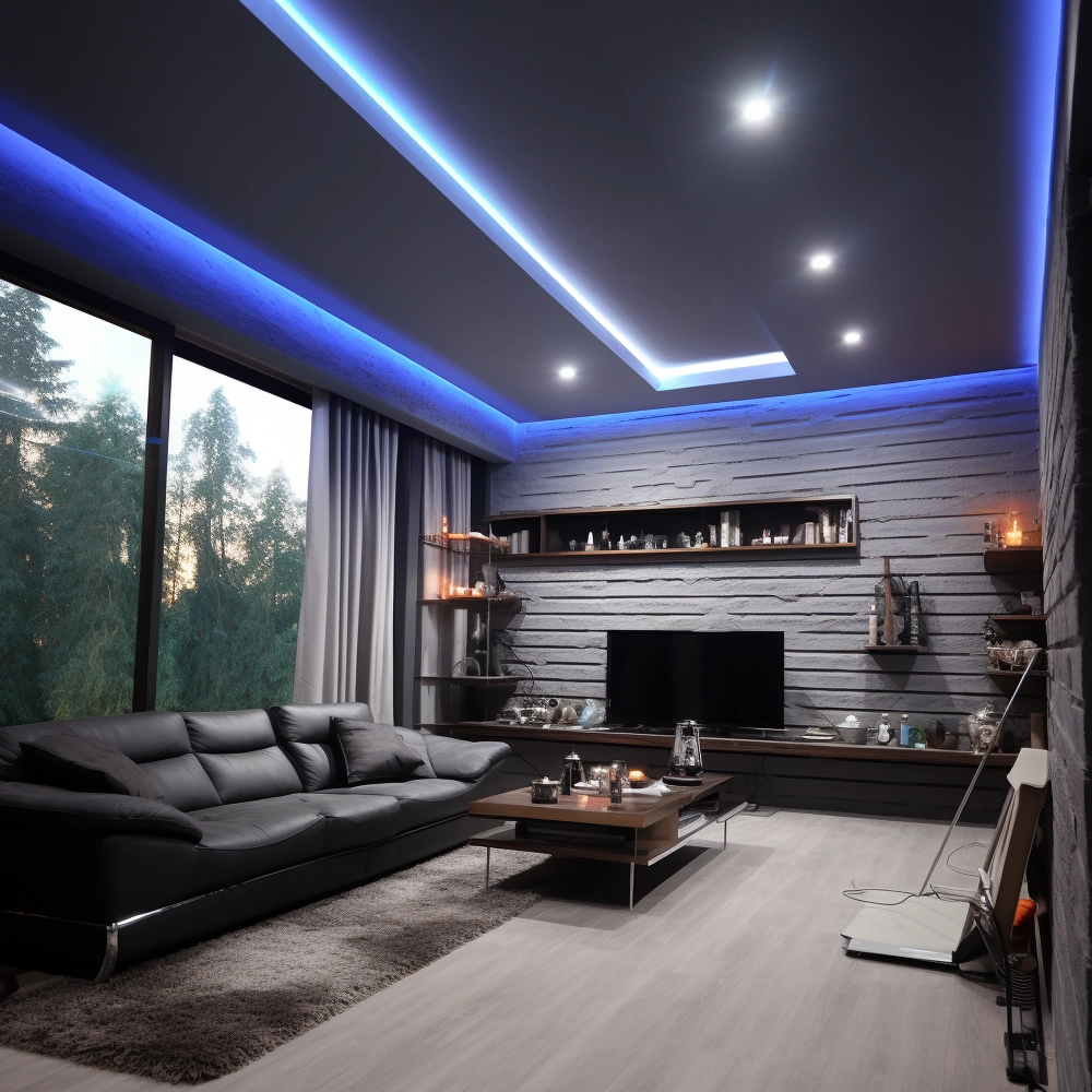 Серый парящий потолок