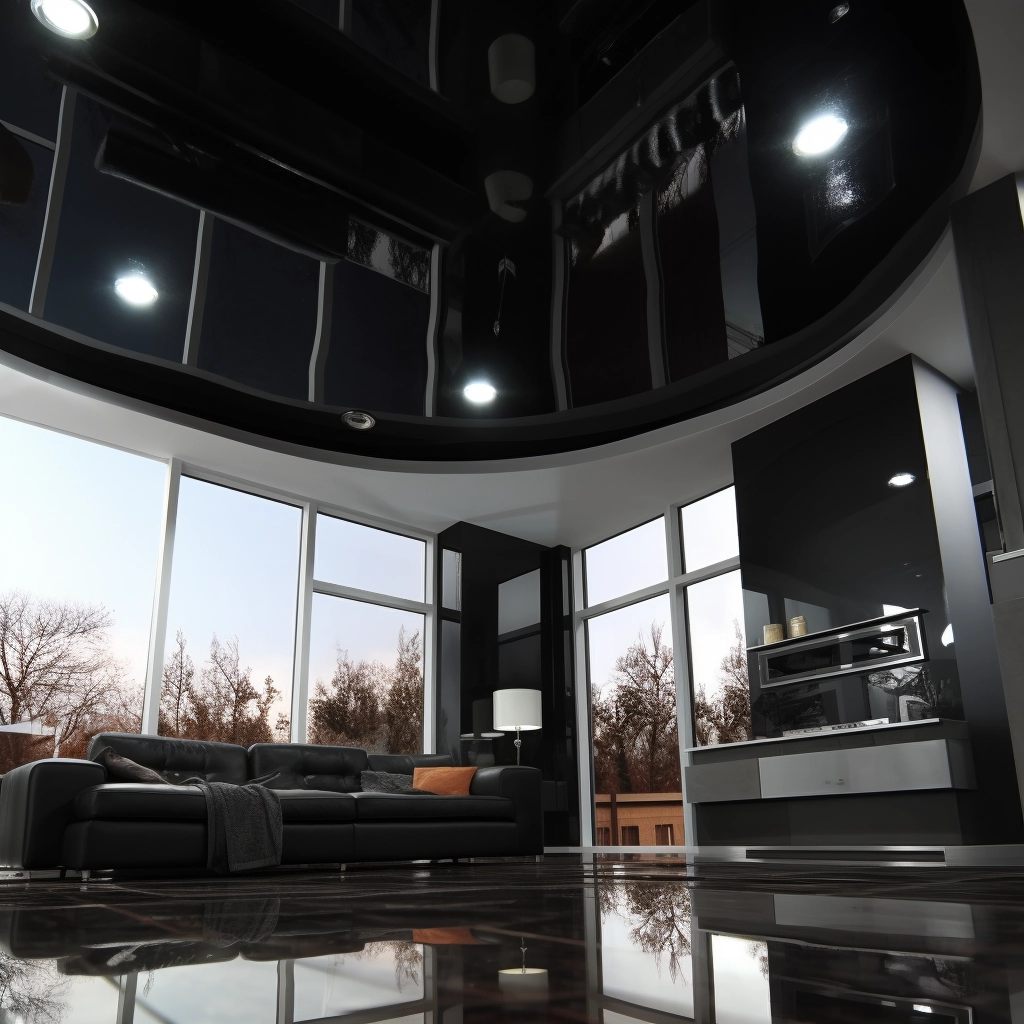 Черный глянцевый потолок