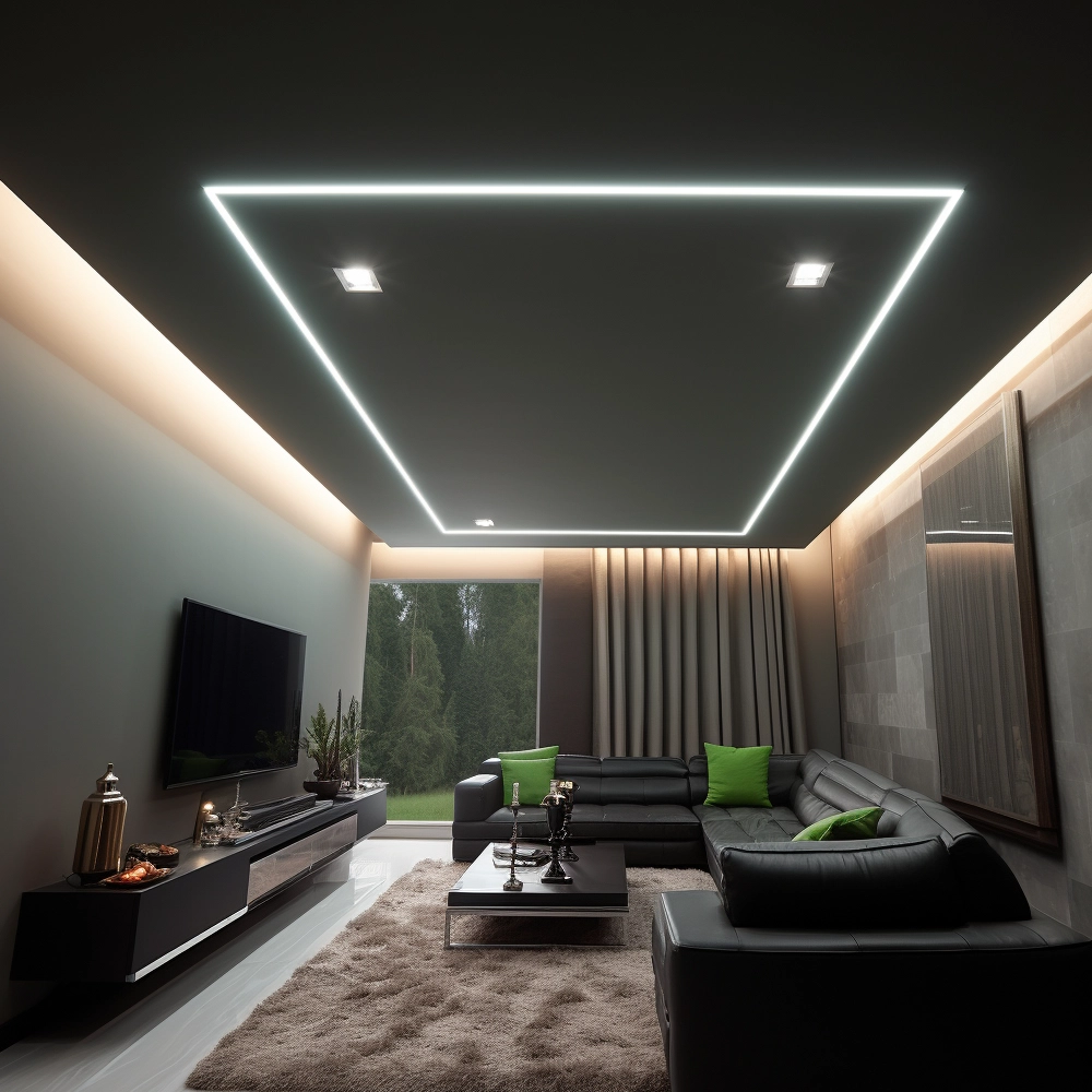 Серый парящий потолок