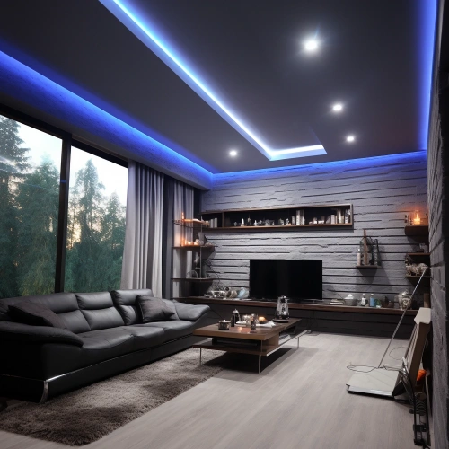 Серый парящий потолок