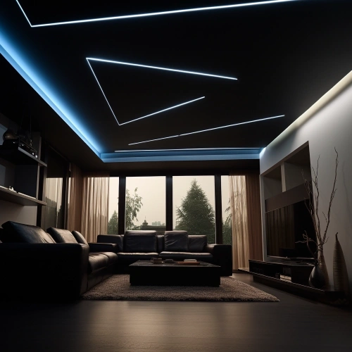 Черный парящий потолок